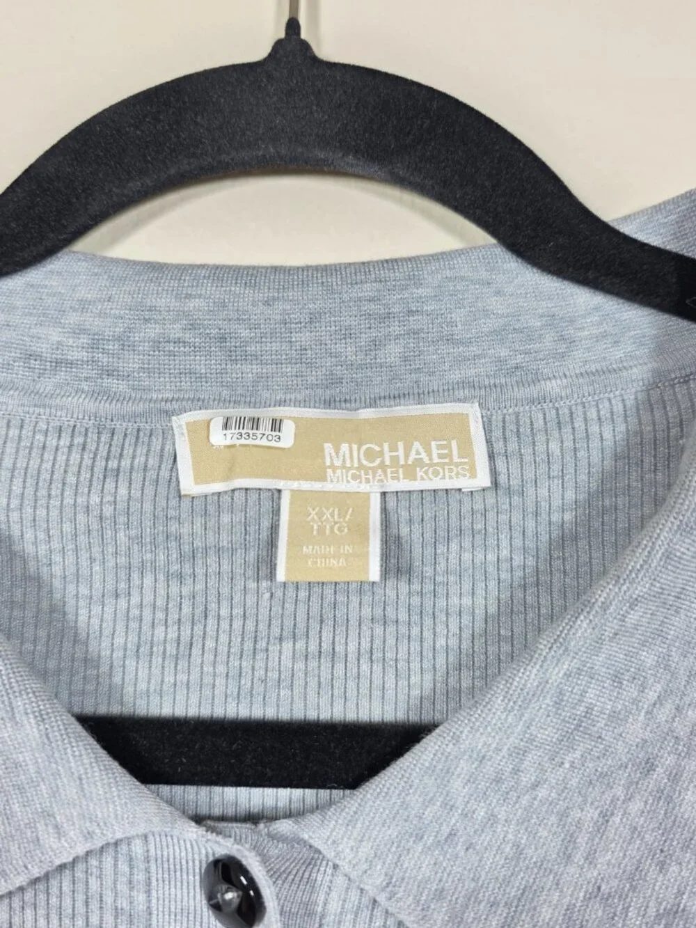 MICHAEL KORS Grey Collared Polo Sweater Size XXL MSRP $295